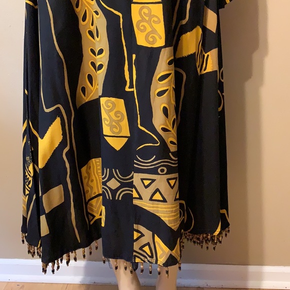 Original Antthony size L black patterned design dress beaded hemline - Picture 2 of 8